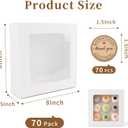 Homrelaxy 70 Pcs White Bakery Boxes with Window - 8x8x2.5 Inches Cardboard Cookies Boxes with Stickers for Macaroon, Pastries, Donuts, Cupcakes, Cookies and Chocolate Strawberries