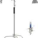 NEEWER C Stand with Boom Arm Pro 100% Stainless Steel, Max Height 10.8ft/330cm Air Cushion Heavy Duty Photography Light Stand with 4.2ft/128cm Holding Arm for Monolight Softbox Reflector