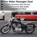 Motorcycle 2-Up Driver Passenger Seats Front Rear Sportster Seat Cushion Pad Black Leather Replacement for Harley Davidson Sportster Iron 883 1200 48 72 XL XR Custom 2004-Up