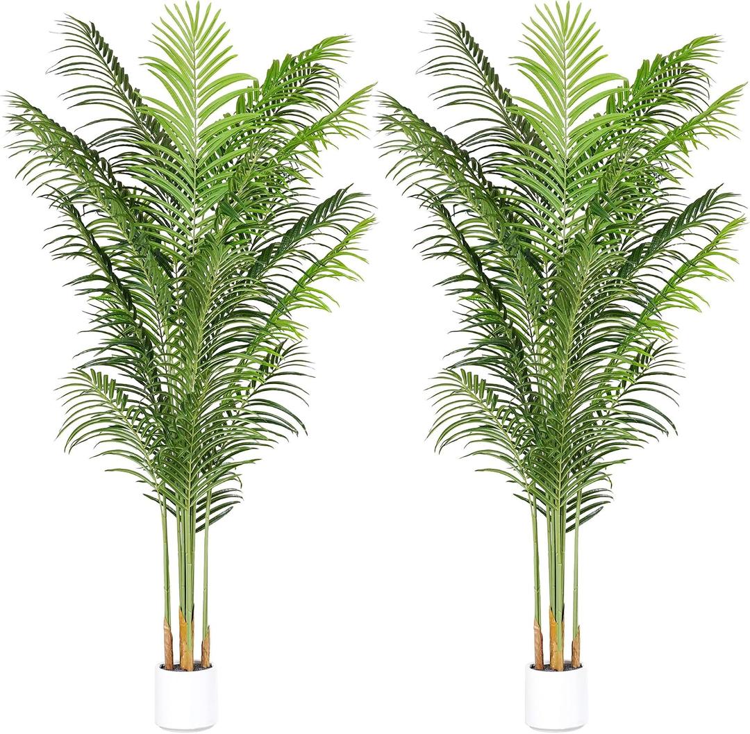 ProDeco Artificial Palm Tree for Home Decor Indoor 6.6Ft Large Tall Fake Plants Faux Tropical Areca Palm Silk Floor Plant in Pot Living Room Office Garden Decoration Housewarming Gift (2, 6.6 Feet)