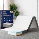 Greaton, 3-Inch Tri-Folding Gel Memory Foam Portable Floor Mattress | Breathable Mesh, Ultra Soft, Cot Pad, Removable and Washable Cover, Comfortable Support, Therapeutic Qualities, Twin, White