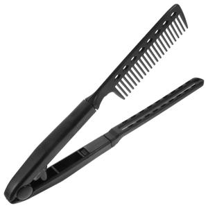 Folding Hairdressing Straightener Comb, V Shaped Hair Straightening Comb, Multi-Functional Flat Iron for Salon and Home Use, 9.05 Inch, Random Color