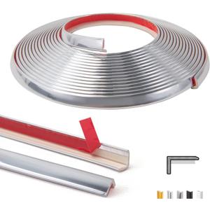 Art3d 20ft Outside Vinyl Corner Trim Peel and Stick for Tile and Wall Edges, Furniture Decoration Stainless Steel