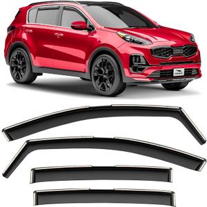 Voron Glass in-Channel Extra Durable Rain Guards for Kia Sportage 2017-2022, Window Deflectors, Vent Visors, 4 Pieces - 200310, Black