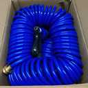 Therwen 100 ft Recoil Garden Hose, Self-coiling Lightweight Water Hose with 3/4'' Brass Connector and 8-pattern Spray Nozzle, Kink-free Spiral Hoses for Rv, Boat, Balcony and Car Washing