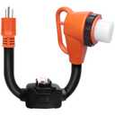 Overload Protection RV 50 Amp to 110 Adapter Cord with Circuit Breaker, 15 Amp/20 Amp Household to 50 Amp RV Power Electrical Adapter with Twist Lock, NEMA 5-15P to NEMA SS2-50R, ETL Listed