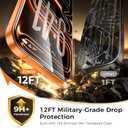 NeverBreak 9H+ Hardness for iPhone 17 Pro Screen Protector 12FT Military Grade Protection (Scratch, Shatter, Drop Resistance) Tempered Glass Full Edge Coverage 6.3" 2025, 2 Pack with De-Bubble Card