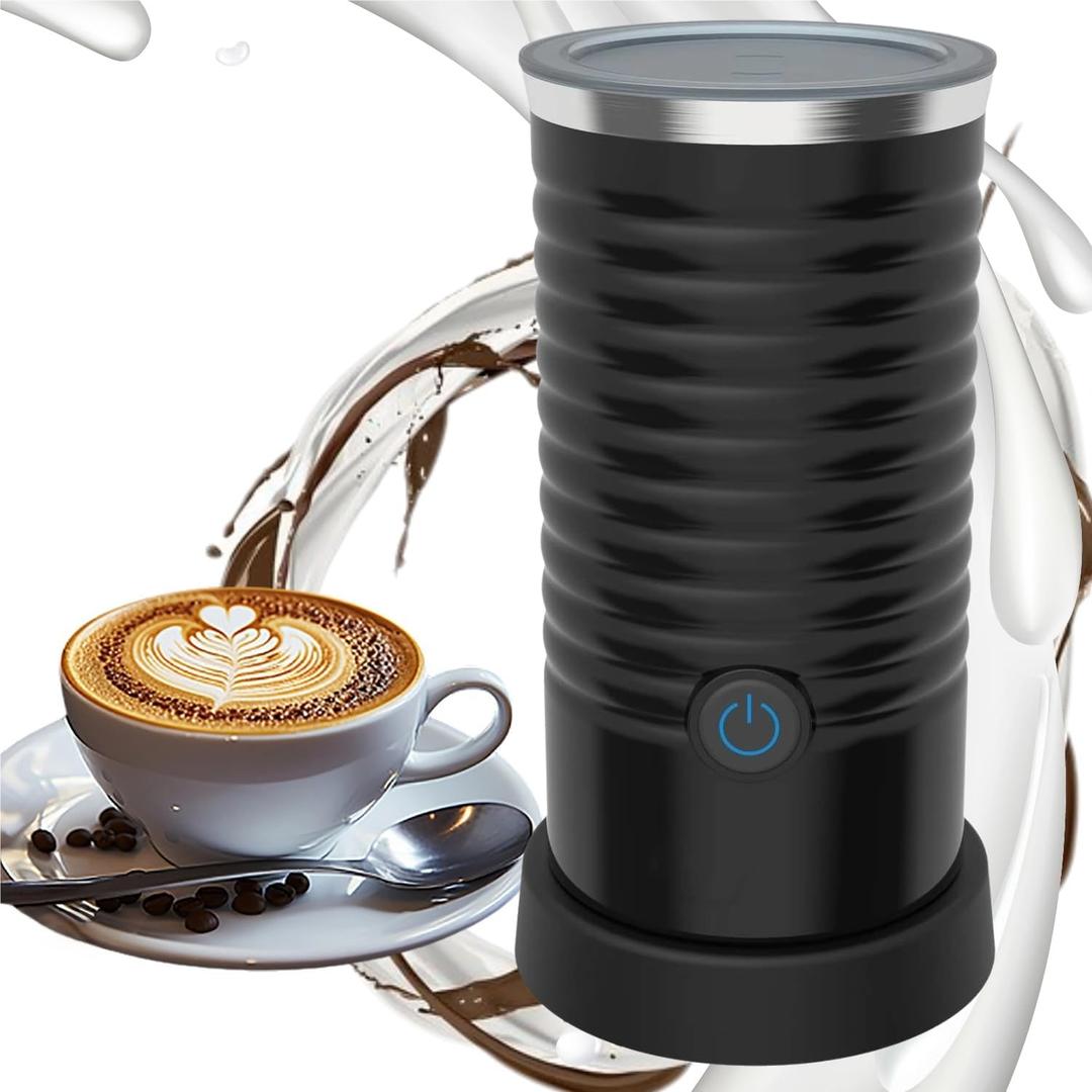 Milk Frother, Milk Frother and Steamer for Frothing and Heating Milk, 4 IN 1 Multifunction Milk Frother Electric for Hot & Cold Froth, Automatic off & Easy Cleaning, Black