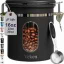Black Airtight Coffee Canister with Window – Stainless Steel Food Storage Jar with Date Tracker