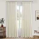 Extra Long Floor to Ceiling Drapes 108 Inches Long 2 Panels Set for Sliding Glass Door, Pinch Pleat Cream Sheer Curtain Privacy Light Filtering Bedroom Window Drapes 40"W x 108"L(Linen Blend Back Tab)