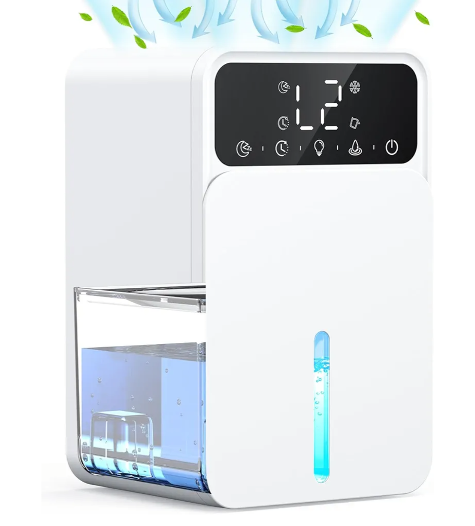 Dehumidifiers for Home, 1500ML Quite Dehumidifiers for Bedroom, Portable Electric Bathroom Dehumidifier, 12H Timer, Automatic Shutoff, 7 Colorful Lights, Mini Dehumidifier for Drying Clothes