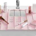 Maplefield Travel Size Bathroom Sink Cover for Counter Space - Foldable Silicone Sink Mat for Beauty Routine, Ideal for Small Bathroom, RVs, Camper Vans (Rose Pink Small, 19.5 x 15.5 x 1.6 Inches)