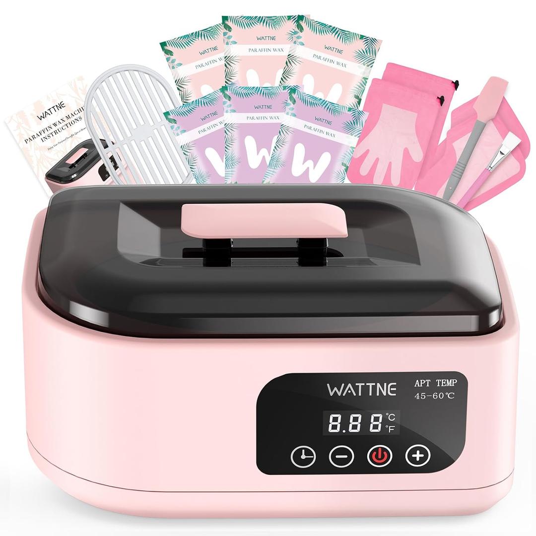 Wattne Paraffin Wax Machine for Hands & Feet  Paraffin Wax Warmer Moisturizing Kit with Auto-Timer & Precision Temperature Control, Paraffin Wax Bath for Arthritis, Dry Skin Care, Home Spa-Pink