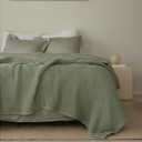 100% Turkish Cotton Waffle Throw Blanket King Size Sage Green - Premium Quality, Light and Airy Waffle All-Season Quilt - Lux Decorative Bedspread (Sage Green, King Size 95" x 110" Inch)