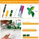 COUNTEWOL Window Privacy Film with Installation Tools Home Decorative Colored Glass Window Stickers Reusable electrostatic Rainbow Stickers (Greenery Leaf, 23.6 x 78.7 in)