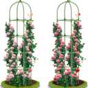 2 Pack Garden Obelisk Trellis, 70IN Tall Plant Support for Climbing Vine, Metal Covered Plastic Rustproof Heavy Duty Rose Trellis Indoor Outdoor (Green, 70 * 11.8 * 11.8INH*W*L)