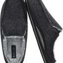 ONCAI Mens Slippers with Orthotic Arch Support, Cotton-Blend High-Density Memory Foam Plantar Fasciitis House Slippers Warm Stripe Faux Fur Clogs Slip-on Indoor Outdoor Rubber Sole Black, Size 15