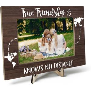 Best Friends Picture Frame Gift, Friendship Photo Frame, Long Distance Friendship Picture Frame Gift, Farewell Gift Graduation Gift for Friends, Birthday Gifts for Women BFF Soul Sister(Brown)