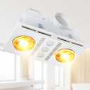 GROWNEER Bathroom Fan with Light Combo, 150 CFM 1.5 Sone Infrared Two-Bulb Bathroom Exhaust Fan with Heater, 550W Heating, 1000lm 3000K/4000K/5000K