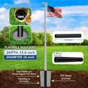 Flag Pole for Outside House 10 Gauge 120 MPH, Heavy Duty Flag Pole Kit Light Solar Powered, Flagpole Kit 3mm Thick for Outside House In Ground Use, 25FT Silver with One 3x5 FT Flag