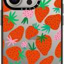 CASETiFY Compact Case for iPhone 15 Pro [2X Military Grade Drop Tested / 4ft Drop Protection] - Strawberries - Clear Black