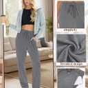 4 Pack Women's Lounge Pants Wide Leg Loose Casual Yoga Pants Elastic Waist Drawstring Sweatpants with Pockets (Large, Black, Dark Heather Gray, Light Heather Grey, Light Gray)