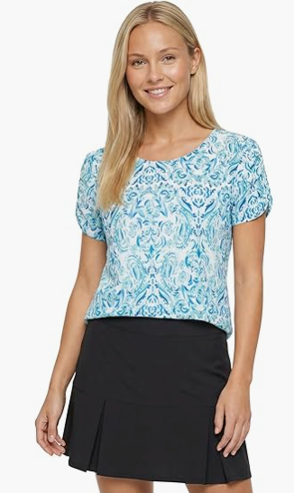 STELLA PARKER Women's Round Neck Shirt Size M Blue/Multi