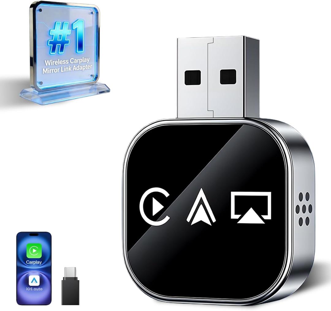 Wireless Carplay Adapter Screen Mirroring Adapter for Car Mirror Phone to Car Screen 2026 Auto Linker Pro 3 in 1 Bluetooth USB Apple Carplay and Android Auto Watch Tv Airplay Smart Box