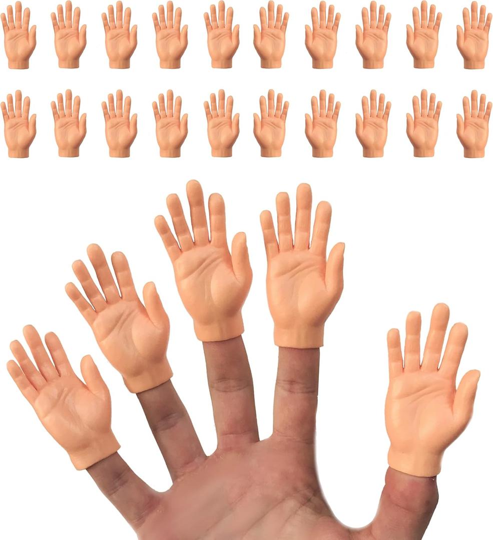 Finger Hands  20 Pack - Premium Rubber Little Tiny Finger Hands  Fun and Realistic Design  Ideal for Puppet Show, Gag Present, Fun for All Kids!