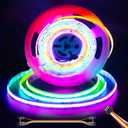 RGB Smart IC COB LED Strip Light 18ft Addressable Chasing Color 12V LED Light Strip Multicolored Flexible RGB Lights for Party, Decoration, Home DIY Lighting Projects(NO Adapter or Controller)