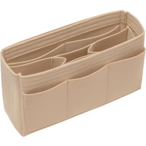 DailyPlus Purse Organizer Insert Felt Bag Organizer Handbag Organizer Insert Bag In Bag Organizer for Tote Purse Bag 14 Pockets Beige Slender Large