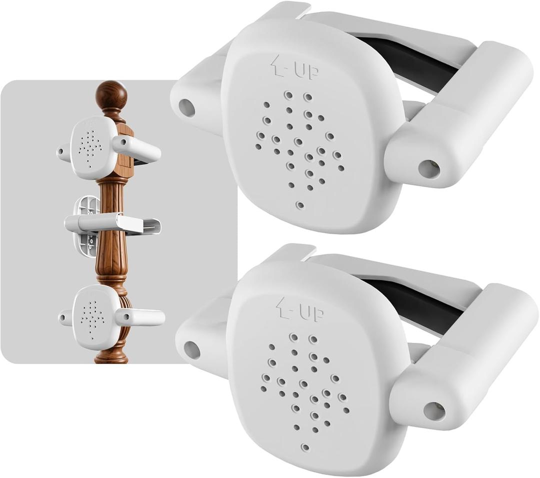 No-Drill Baby Gate Banister Adapter, 2-Pack Stairway Mounting Kit for Mesh, Metal & Retractable Gates, Fits 1 1/2"3 1/3" Round or Square Posts for Stairway, Patio, and Doorway, White