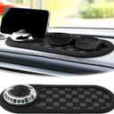 Multifunction Car Anti-Slip Mat, Car Dashboard Mobile Phone Holder, Anti Slip Mat Phone Holder and Temporary Parking Number Pad - Secure Storage for Sunglasses, Keys, Gadgets (Black)