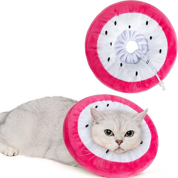 ANWA Adjustable Cat Cone Collar Soft, Cute Cat Donut Collar After Surgery, Kitten Recovery Cones to Stop Licking (Small (under 7 lbs))