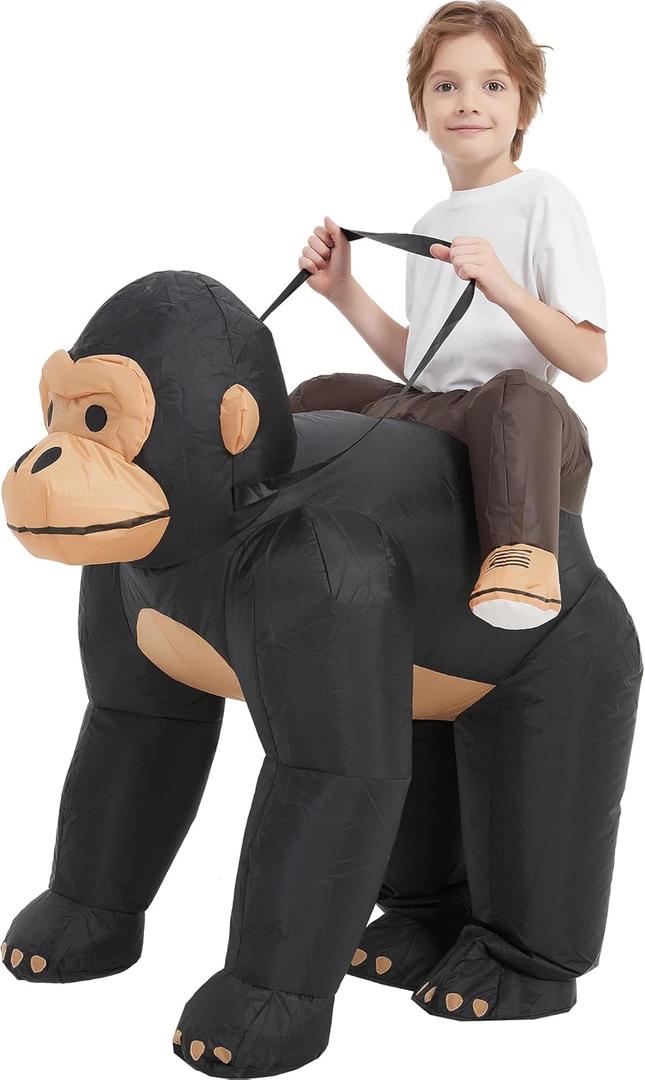 One Casa Inflatable Costumes for Kids,Blow Up Gorilla Suit,Ride On Halloween Costumes for Boys Girls (7-10YRS)