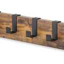 Wall Hangers, with Hooks, Metal Wood Hangers, Used as Decorative Hooks for Jackets, Bags, Towels, Hats (Black, 6-Hook)