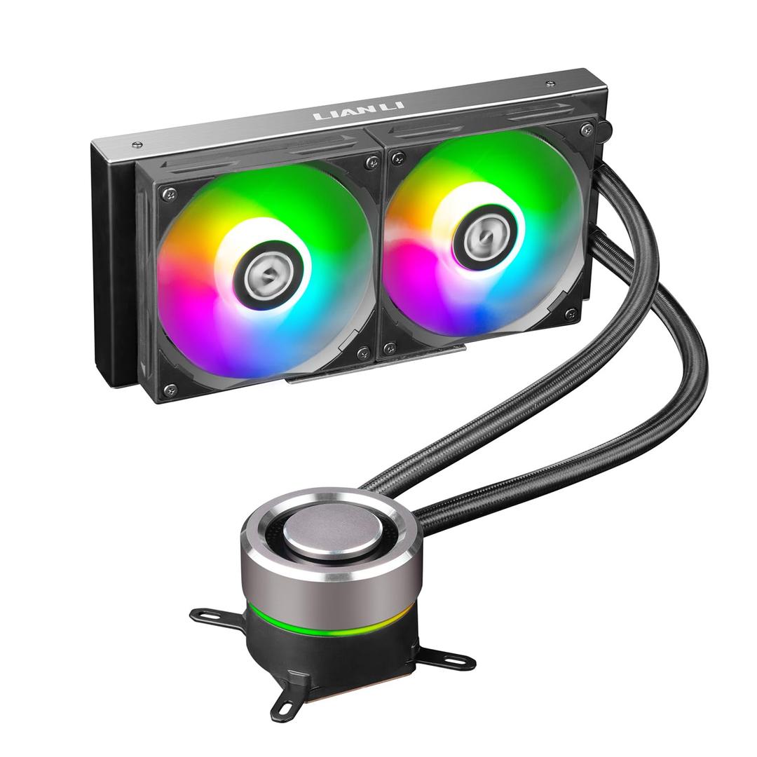 LIAN LI Galahad AIO Cooler 240mm Radiator Liquid CPU Cooler RGB All-in-One Water Cooling System, LGA1700 Bracket, AMD AM5/AM4 Intel LGA1200/115X/2011/2066 Compatible (240mm Black) (Renewed)