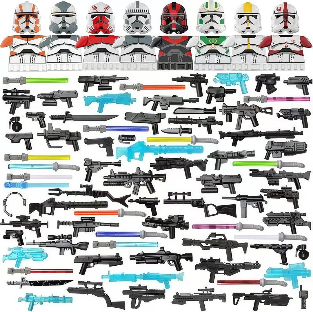 Military Minifigures Weapon Armor Kit for Star War Army Weapons and Accessories Set Compatile with Major Block Brands - 81pcs