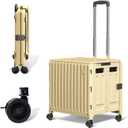 Folding Utility Cart with Wheels: Collapsible Rolling Carte for Teachers Handcart Shopping Trolley Portable Tool Box, All-Terrain Office Cart with Lid Basket Handle & Durable Frame