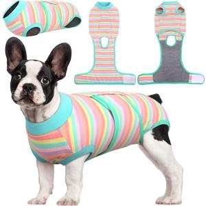 Kuoser Recovery Suit for Dogs Cats After Surgery, Professional Pet Recovery Shirt Dog Abdominal Wounds Bandages, Substitute E-Collar & Cone,Prevent Licking Dog Onesies Pet Surgery Recovery Suit (Small (Back:11.4-13.4'', Weight:7-15 LB))