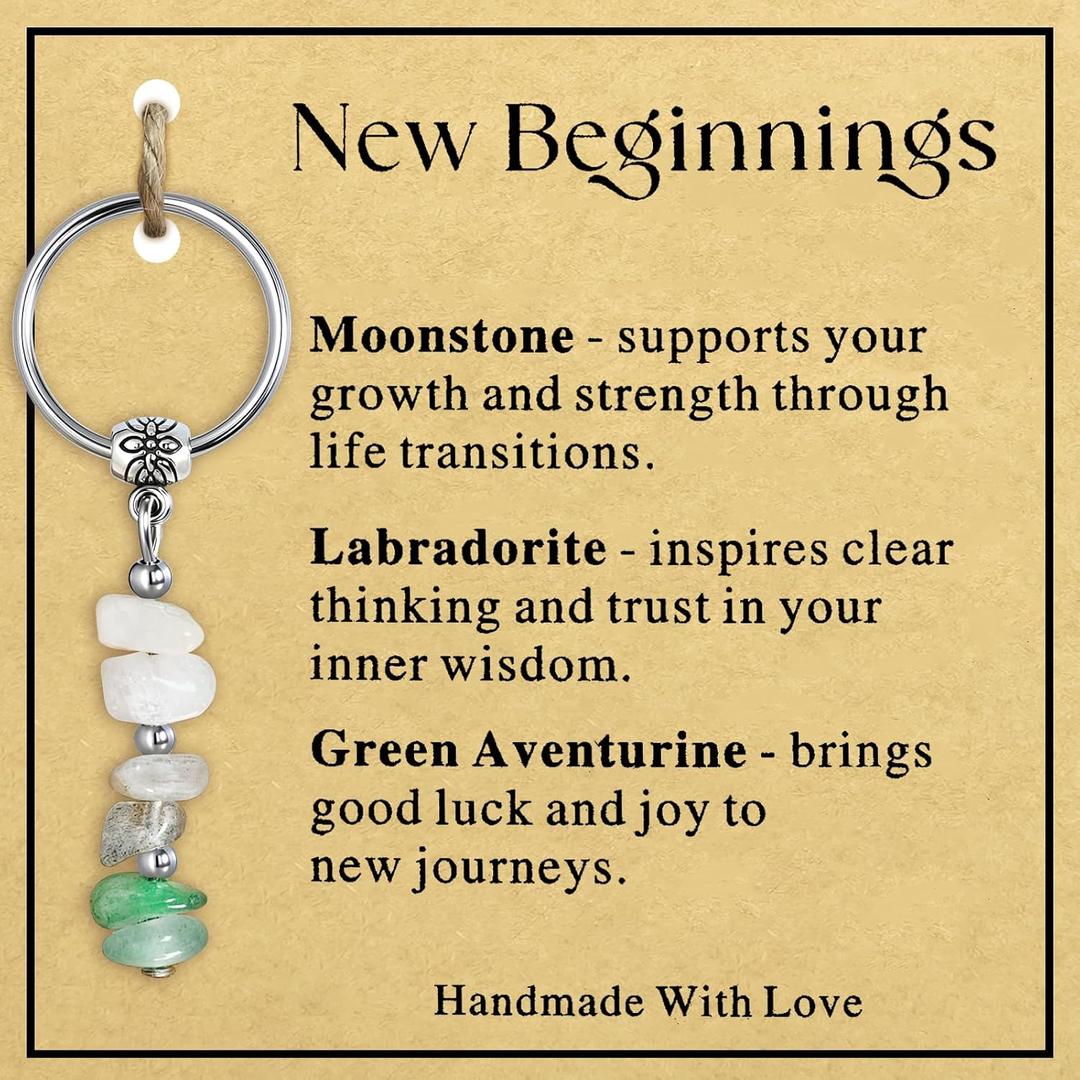 4 x Ronglry Crystal Keychain Good Luck For Your Next Chapter Anxiety Relief Healing Crystal for New Beginnings Gifts for Women