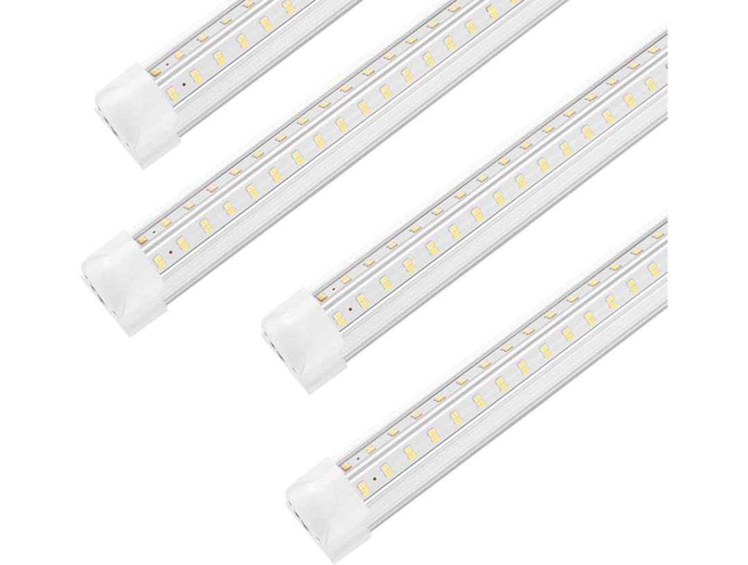 Led Shop Lights, 4FT LED Light 50W 6500K 7000LM Daylight,Led Garage Light,Linkable Clear Cover Integrated V-Shape for Garage Warehouse Workbench Workshop(4-Pack)