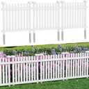 MELLCOM No Dig Garden Picket Fence, 3-Panel 24''W x 24''H Decorative Privacy Fence with Metal Stakes, Garden Fence Border for Backyard, Patio & Yard, White