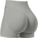 VOYJOY Women Workout Impact Shorts 2.5"/ 3.6"/ 4.5"/ 6" Scrunch Butt Lifting Gym Seamless Booty Biker Shorts (X-Small, Light Grey)