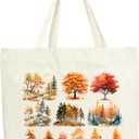 Fall Tote Bags, Autumn Maple Leaf Canvas Tote Bag, Fall Shoulder Bag, Autumn Holiday Gifts, Thanksgiving Gifts For Women Friends Teacher Mother Colleagues -B08