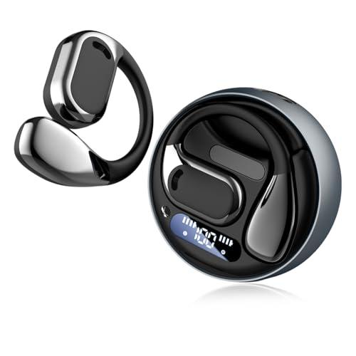 Ftoghe AI Translation Earbuds Real Time, Bluetooth 5.4 Headphones with Personalized Spatial Audio, IPX4 Sweat & Water Resistant, LED Display, Over-Ear Buds with Earhooks, for Sports Workout Black