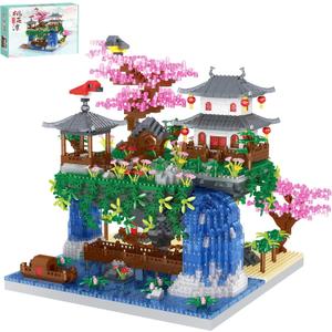 3600PCS Micro Mini Blocks Peach Blossom Pond Bonsai Tree Kit,Traditional Architecture Building Blocks,Exquisite Cherry Bonsai Tree Kit Gift for 14+ Kids Or Adults
