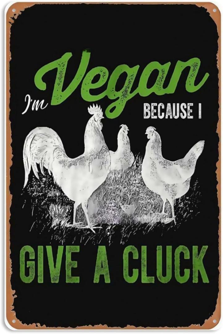 Cluck Vintage Vegans Chicken Metal Signs Vintage Bar Garden Bathroom Kitchen Pubs Man Cave Gift 8x12inch