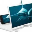 10-inch Phone Screen Magnifier, 3D HD Mobile Projector Screen for Movies & Videos, Foldable Phone Stand with Screen Amplifier, Compatible with All Smartphones (White)