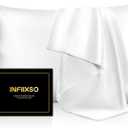 INFIIXSO Mulberry Silk Pillowcase for Hair and Skin, Silk Pillow Cases Standard Size with Hidden Zipper 20x26 Inches, Extraordinary Smooth and Soft Cooling Pillow Cases for Hot Sleepers(White, 1 Pack)